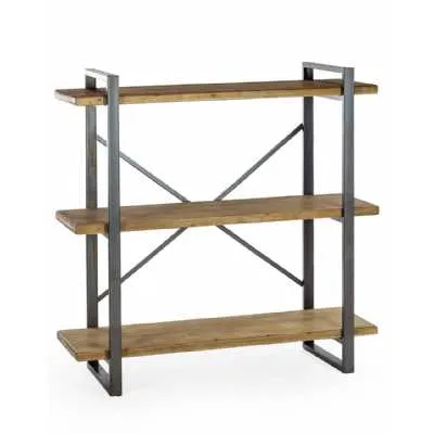 Metal and Wood Open Shelf Bookcase Display Unit