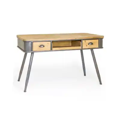 Metal and Wood 2 Drawer Desk