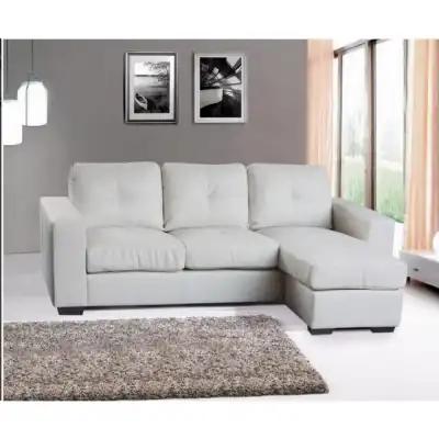 White or Black Full Bonded Leather Chaise Sofa