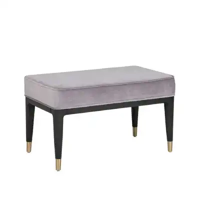Ebony Dressing Table Stool Ecru Velvet Padded Seat