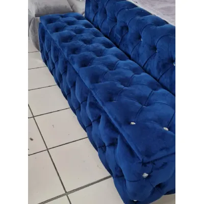 Luxury Blue Plush Velvet Bed End Long Stool