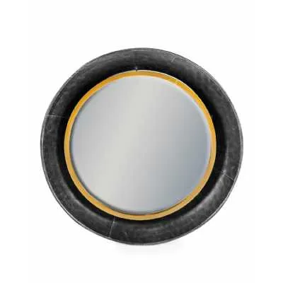 Black and Bronze Round Wall Mirror 60cm Diameter