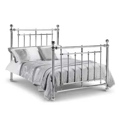 Chrome Plated Finish Metal Bed Frame 150cm 5ft King Size High Foot End Traditional
