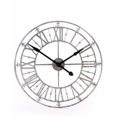 Round Silver Metal Skeleton Wall Clock