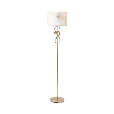 159cm Gold Swirl Floor Lamp 2t Ivory Linen Shade Gold Inside