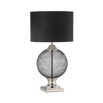 78cm Wire Mesh Table Lamp With Black Linen Shade