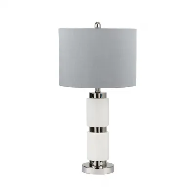 70cm White Marble Table Lamp With Grey Shade