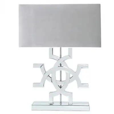 Clear Glass Table Lamp Grey Shade