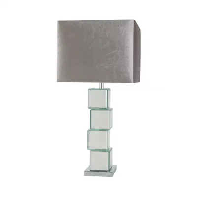 Block Mirror Table Lamp with Grey Shade