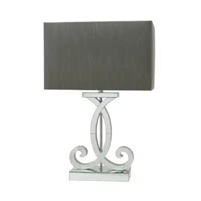 Clear Mirror Table Lamp Grey Shade