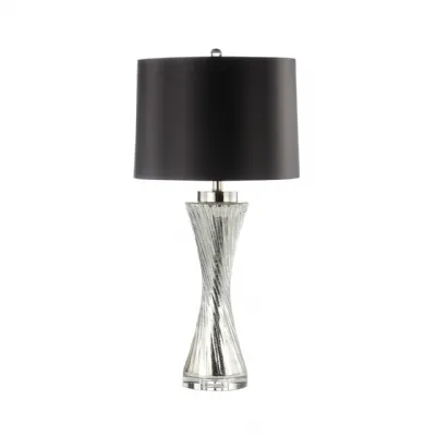 81. 3cm Silver Twist Table Lamp With Black Satin Shade