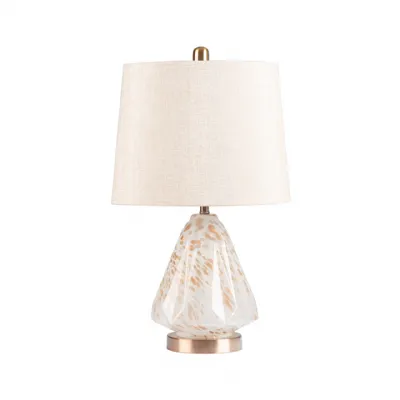 60cm White Glass With Brown Droplets Table Lamp
