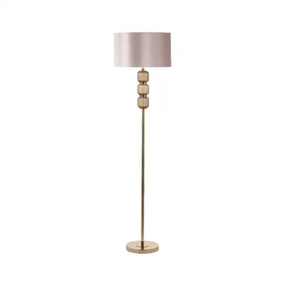168cm Brown Pleated Glass Floor Lamp With Champagne Shade