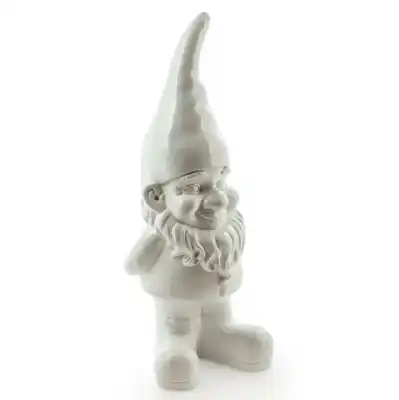 Large White Garden Gnome Figure