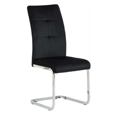 Dark Grey Leather and Chrome Dining Chair