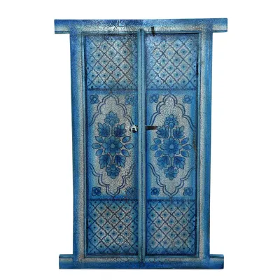Blue Floral Decorative Hand Painted Window Shutters