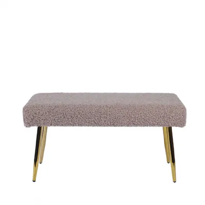Beige Boucle Bench With Gold Legs