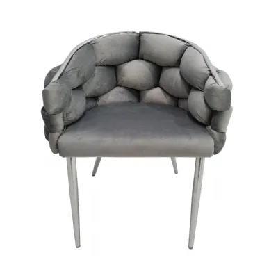 Margaux Grey Velvet With Chrome Legs Dining Chair