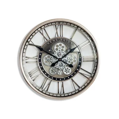 Brushed Antique Silver Kensington Round Wall Clock