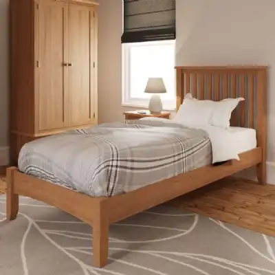 Oak Single Bed with Slatted Headboard