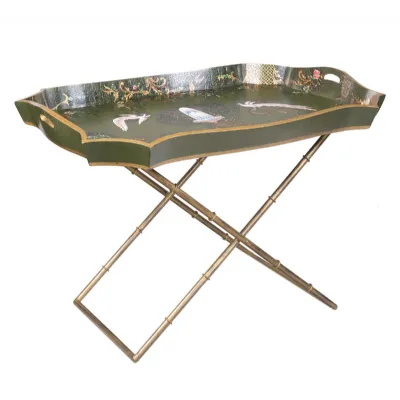 Green Fountain Design Tray on Stand