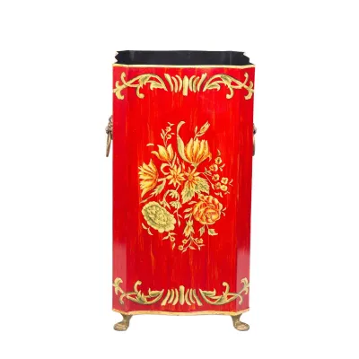 Red Floral Design Umbrella Stand
