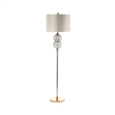 157. 5cm Clear Silver Glass Floor Lamp With Cream Linen Shade