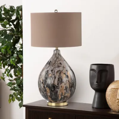 79cm Brown Gold Black Abstract Glass Table Lamp