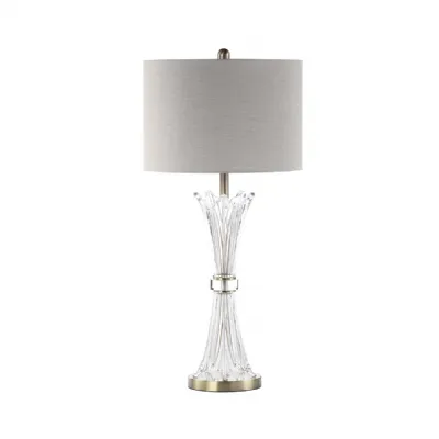 81. 5cm Crystal Table Lamp With Grey Linen Shade