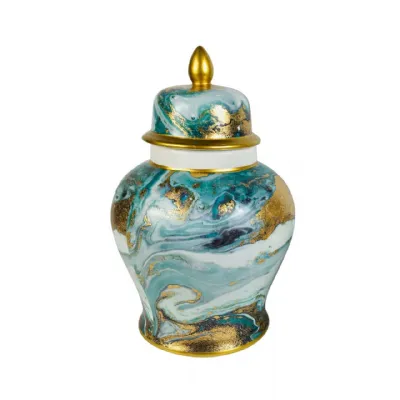 40cm Blue White Gold Abstract Ginger Jar