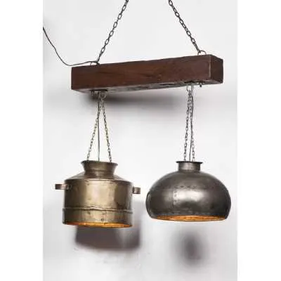 Upcycled Lighting And Furniture Industrial Style Reclaimed Pots Ceiling Lamp 72X35X70cm