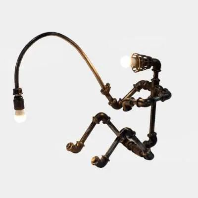 Upcycled Lighting And Furniture Reclaimed Parts Robot Table Lamp Gone Fishing