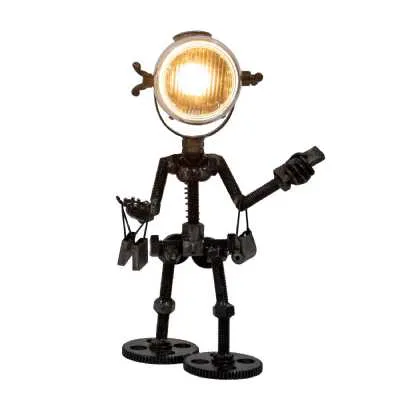 Upcycled Lighting And Furniture Reclaimed Parts Robot Table Lamp Gone Shopping