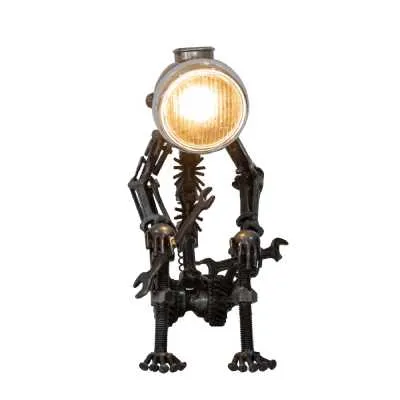 Upcycled Lighting And Furniture Reclaimed Parts Robot Table Lamp A Long Wait