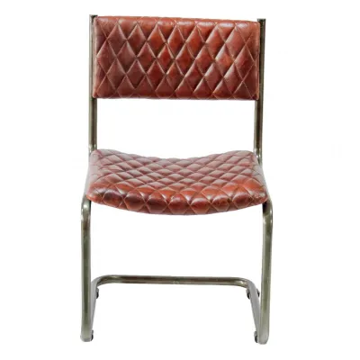 Metal Frame Chair with Padded Brown Seat