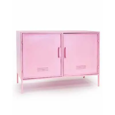 Bubblegum Powder Pink Metal Large 2 Door Side Cabinet