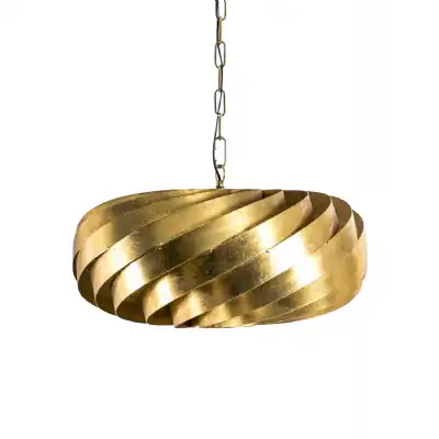 Gold Twisted Metal Round Ceiling Pendant Light