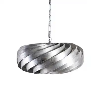 Silver Twisted Metal Round Ceiling Pendant Light