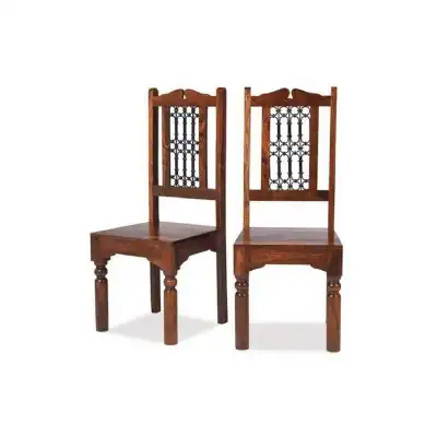 Jali Dark Low Back Chair (Pair)