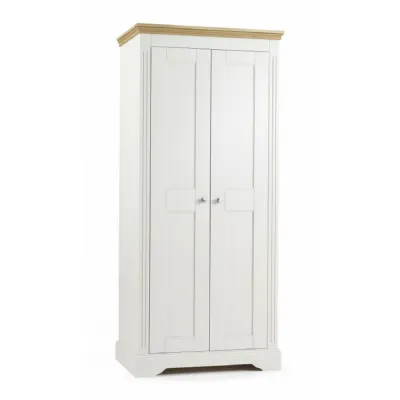 Painted and Solid Oak Profiled Top 2 Door, 1 Drawer Wardrobe