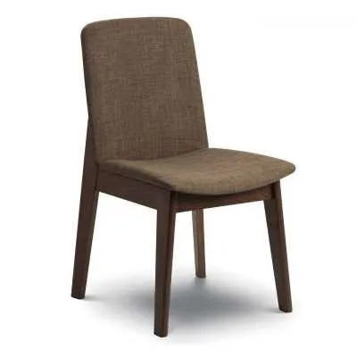 Chocolate Brown Linen Fabric Dining Chair with Dark Wooden Walnut Legs