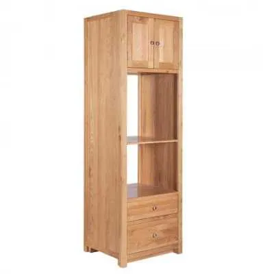 Handmade Brown Oak Wood Lacquered Minimalist Tall Kitchens Double Oven Cabinet 216cm Tall