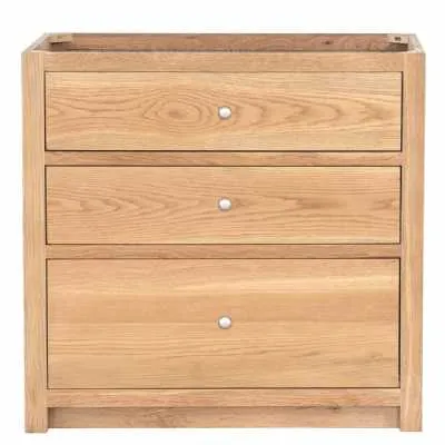 Traditional Style Handmade Oak Wood 3 Drawer Pan Kitchen Storage Cabinet 92 x 86cm