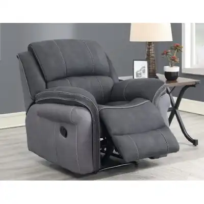 2 Tone Grey Fabric Manual Recliner Arm Chair