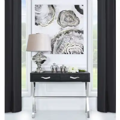 Black and Silver Snakeskin 2 Drawer Console Table