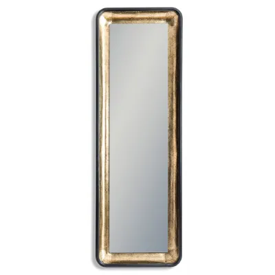 Black And Antique Gold Tall Wall Mirror with Led Lighting