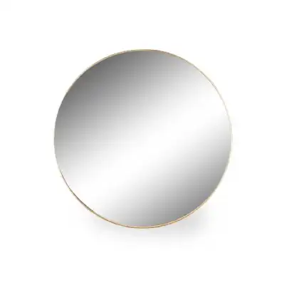 Large Gold Thin Metal Frame Round Wall Mirror