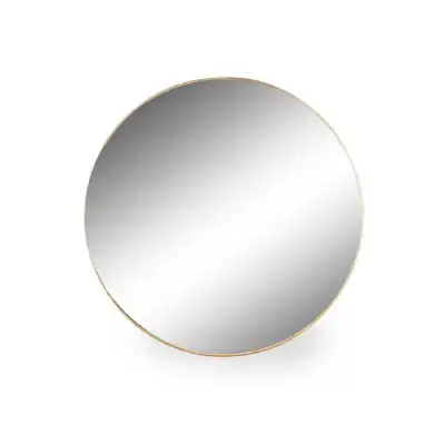 Large Gold Round Thin Frame Wall Mirror 90cm Diameter