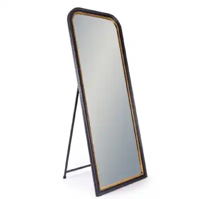 Black and Gold Cheval Mirror with Stand