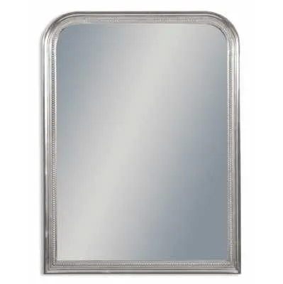 French Style Silver Beaded Arched Wall Mirror